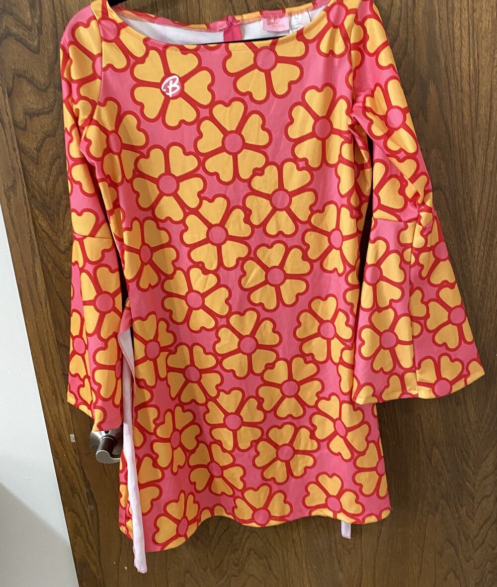 Barbie Womens 60s Costume Size 12-14 Retro Floral Dress Sunglasses Mattel 2008